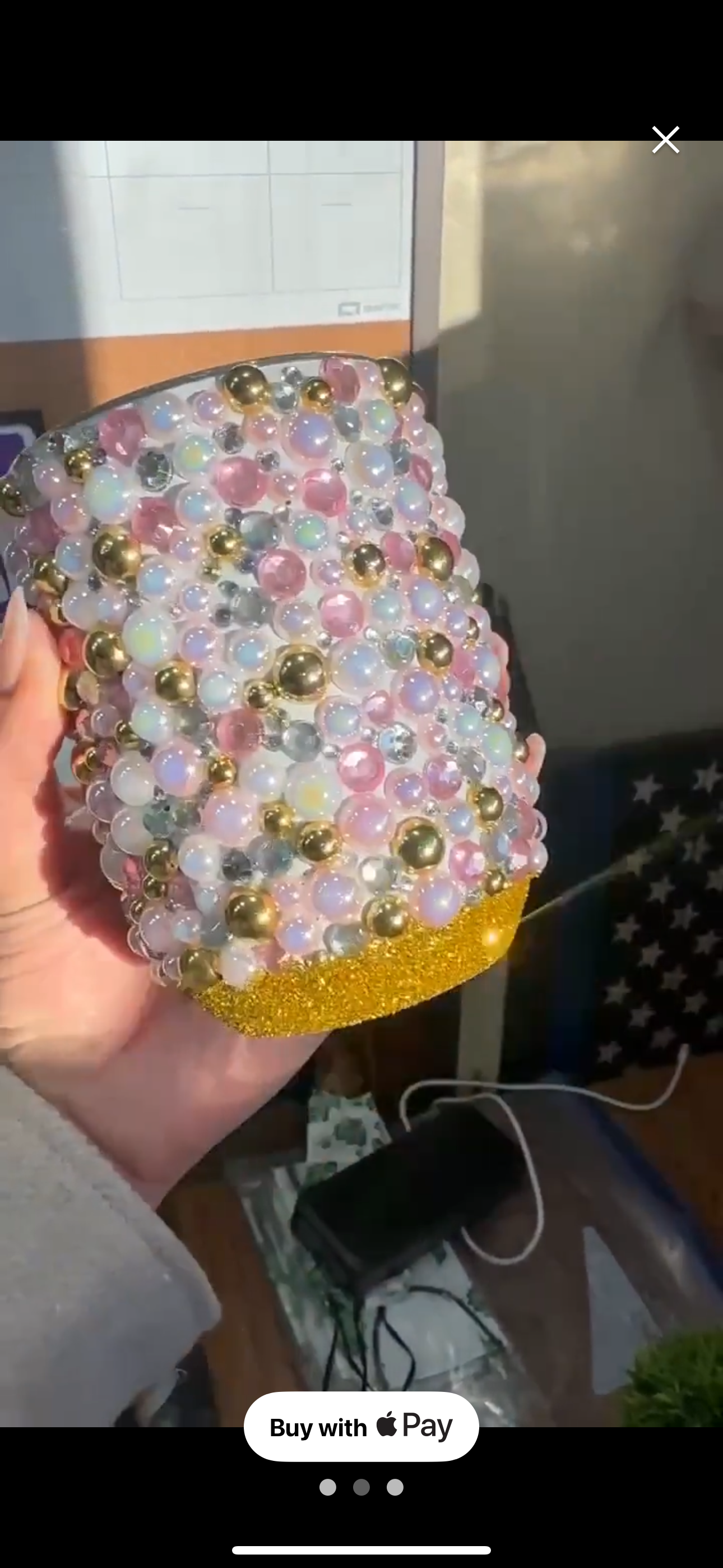 Pearl bling and gold 12oz tumbler