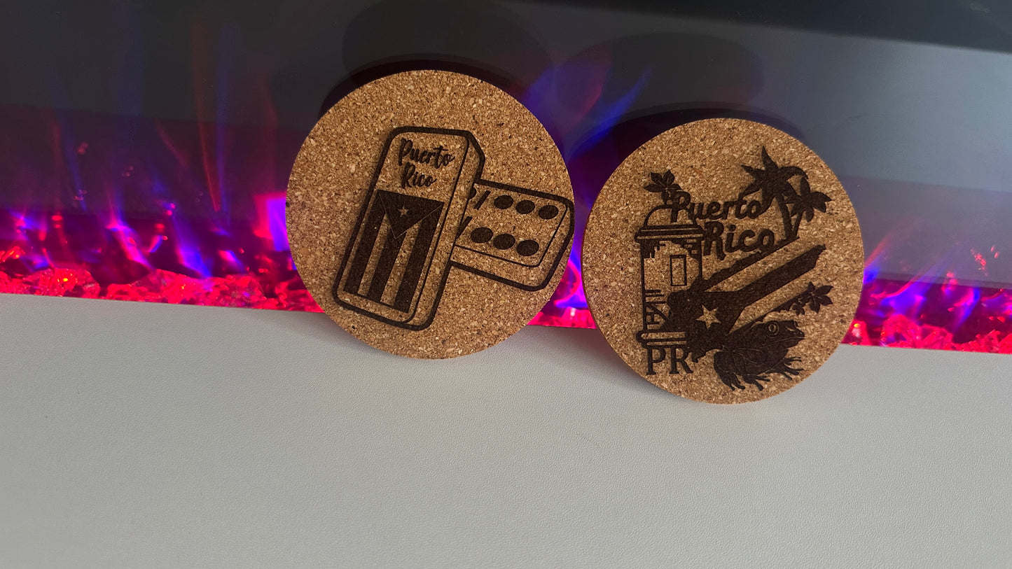 Set of two cork coasters Puerto Rico