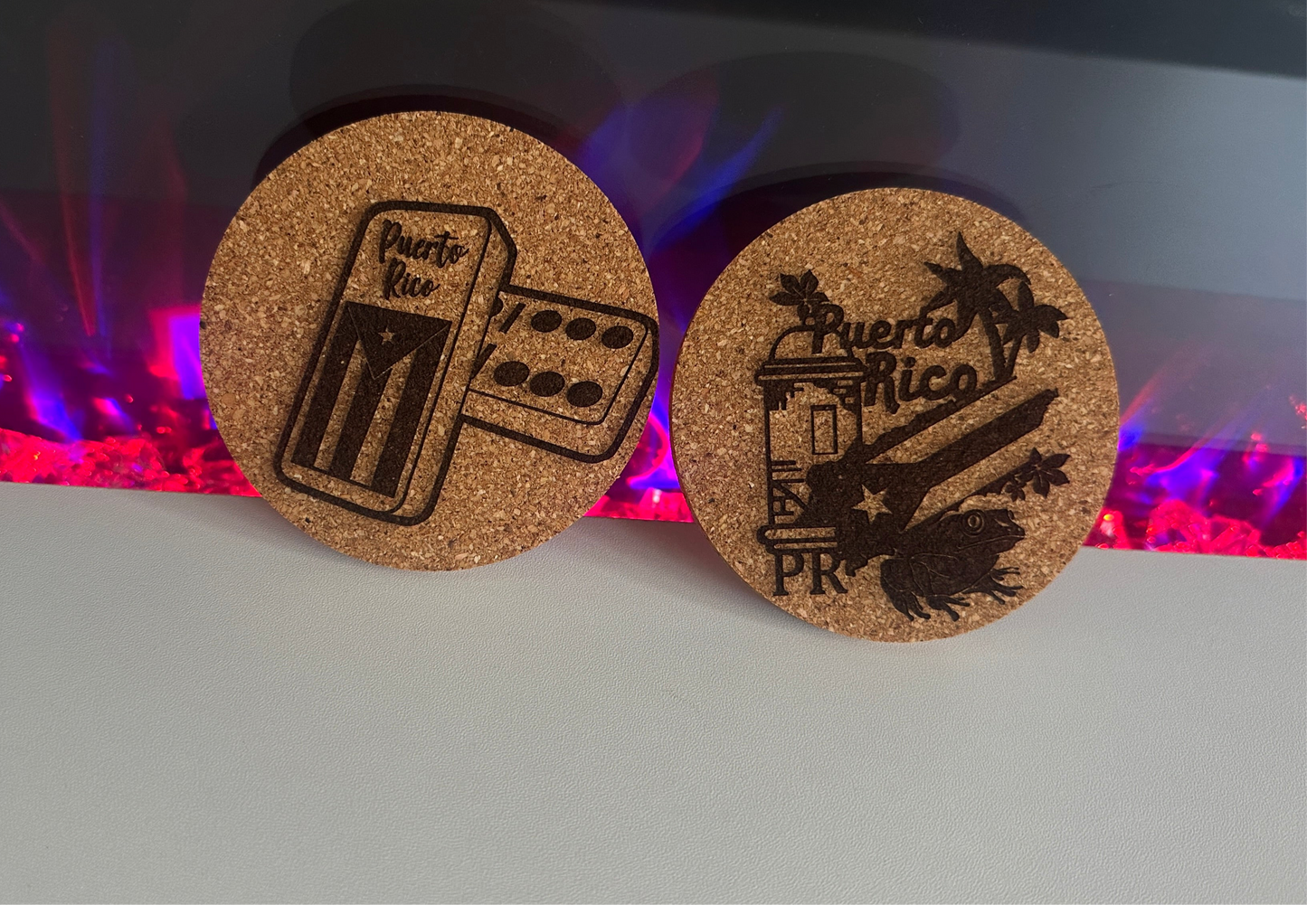 Set of two cork coasters Puerto Rico