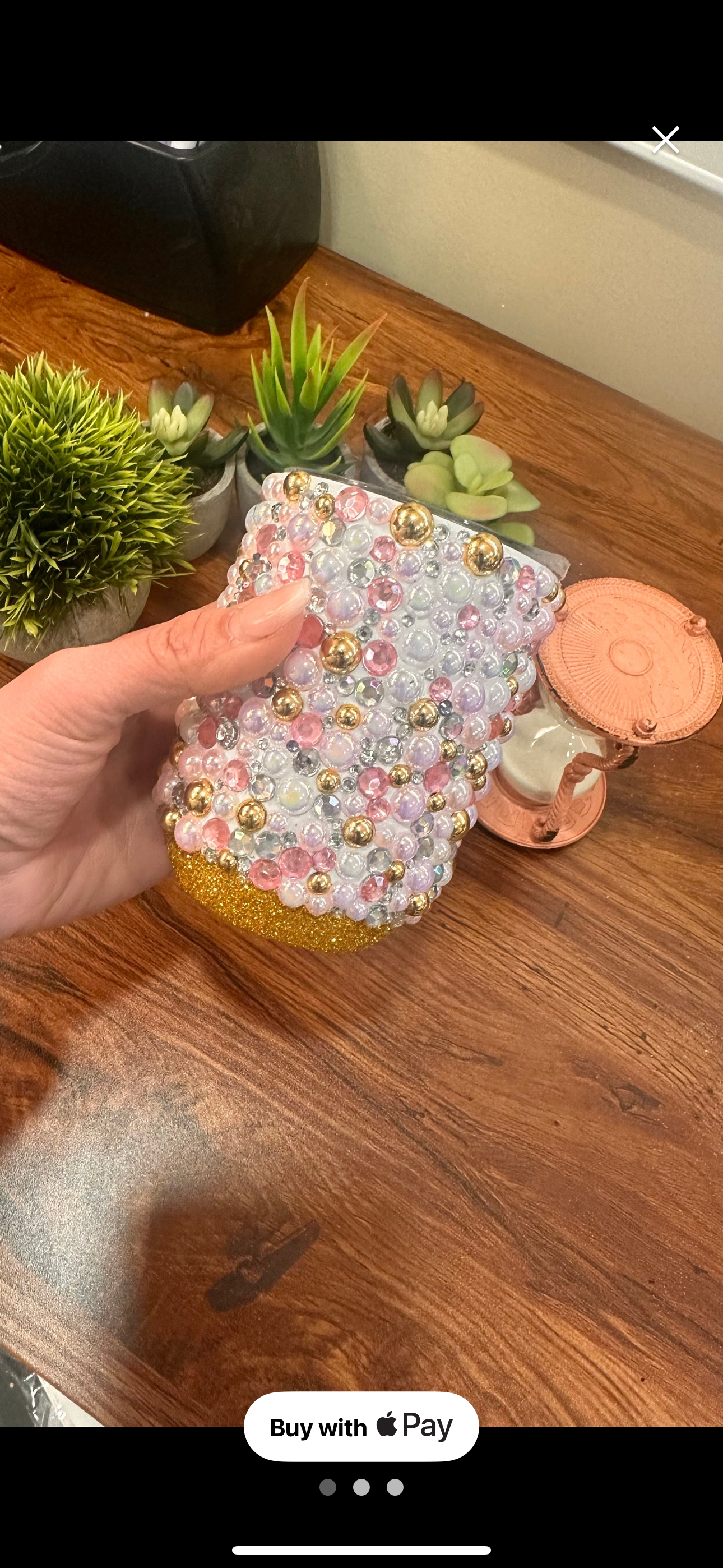 Pearl bling and gold 12oz tumbler