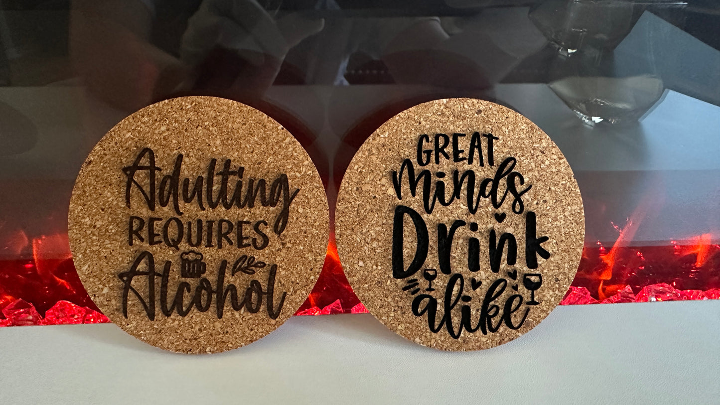 Set of two Cork coasters