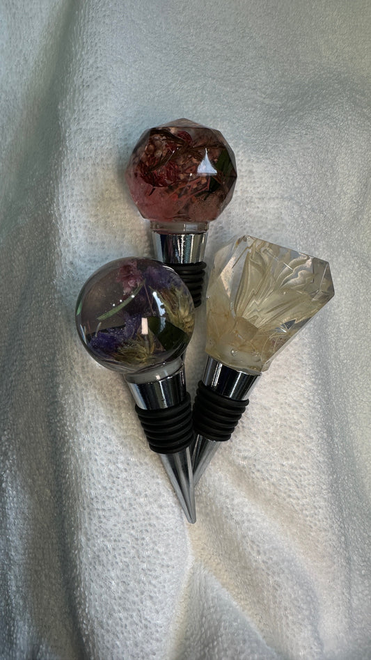 wine stoppers, floral resin