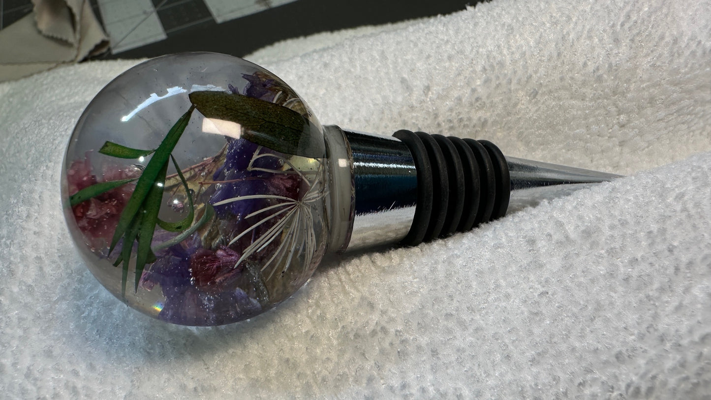 wine stoppers, floral resin