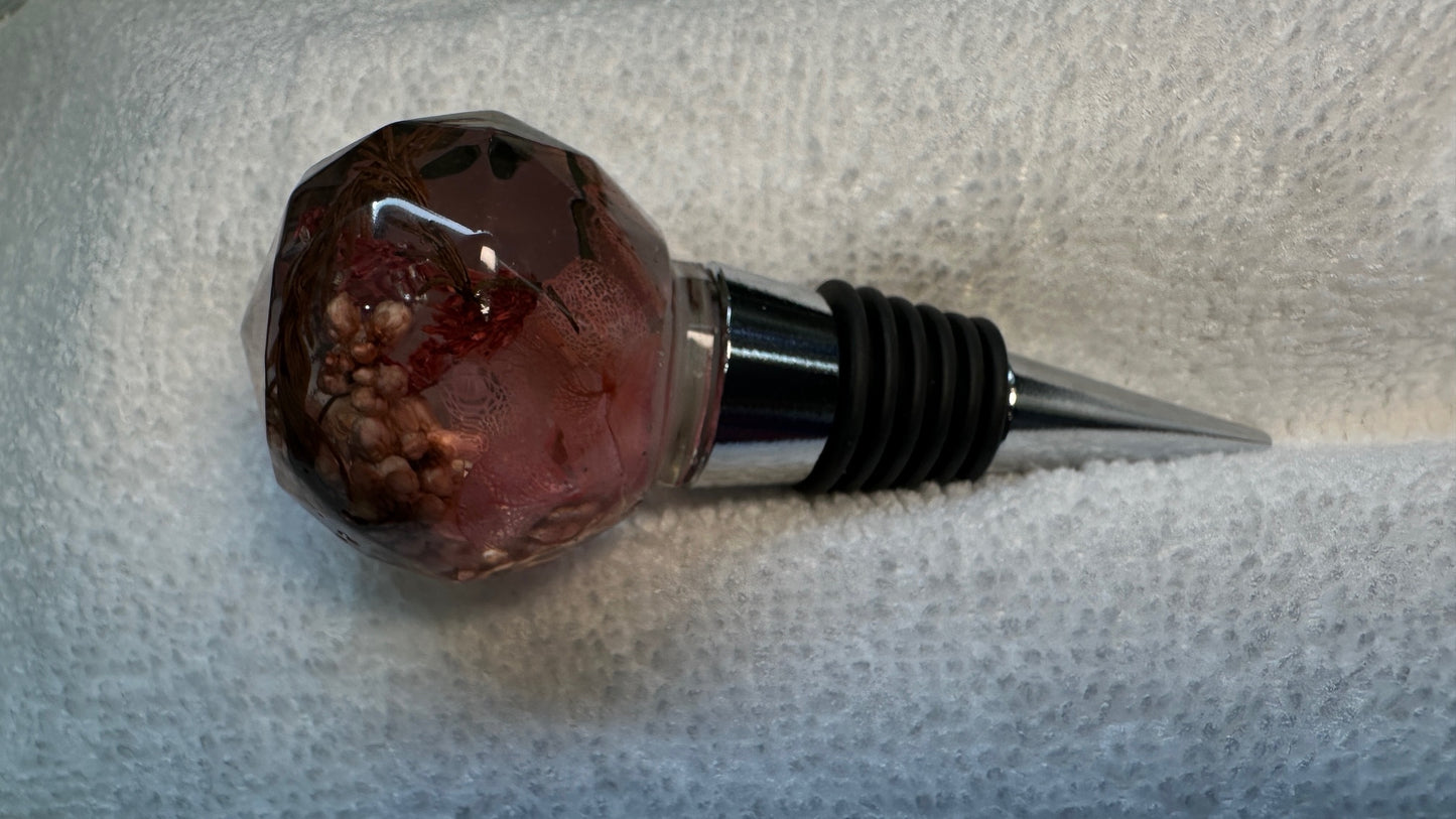 wine stoppers, floral resin