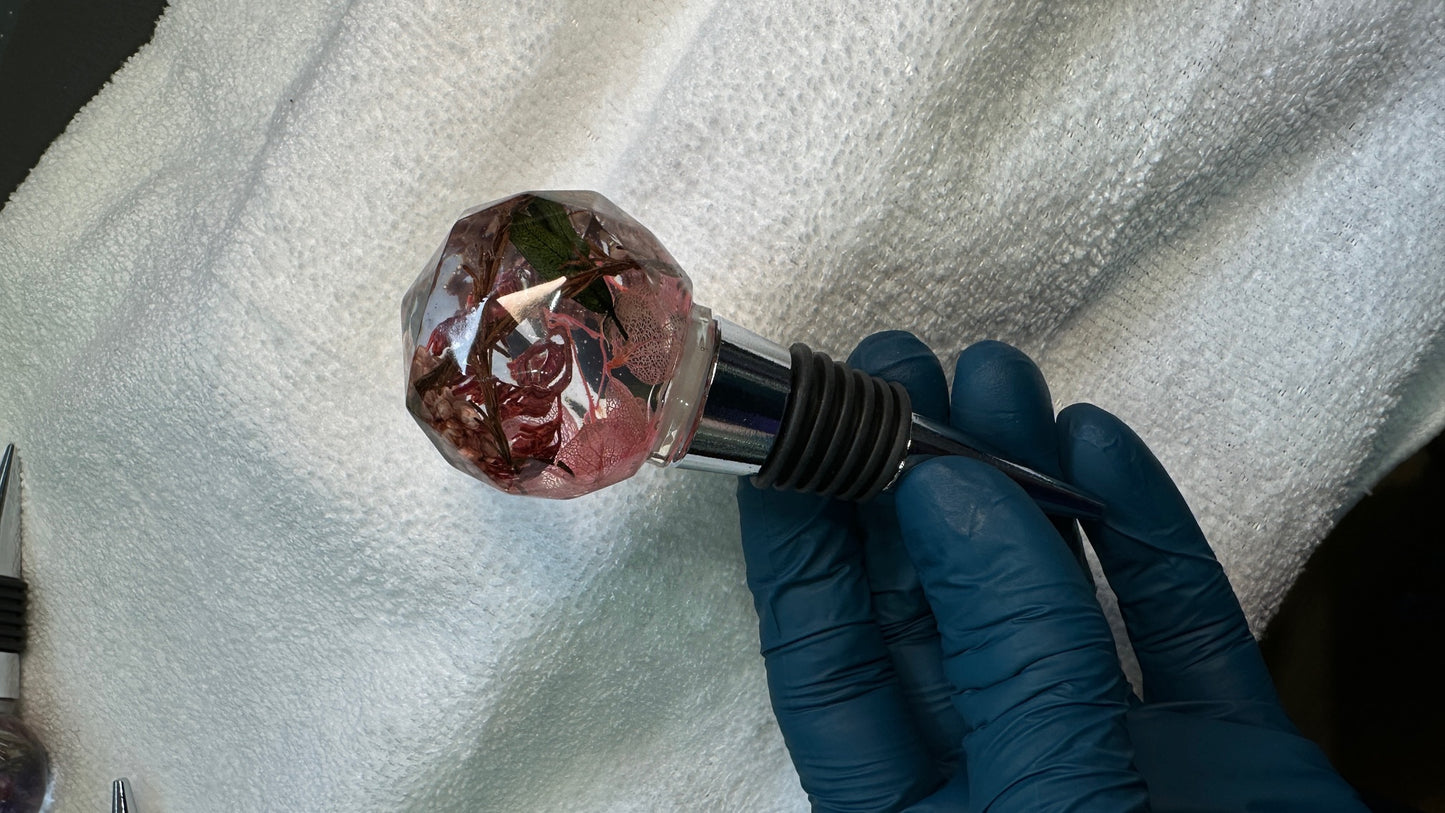 wine stoppers, floral resin