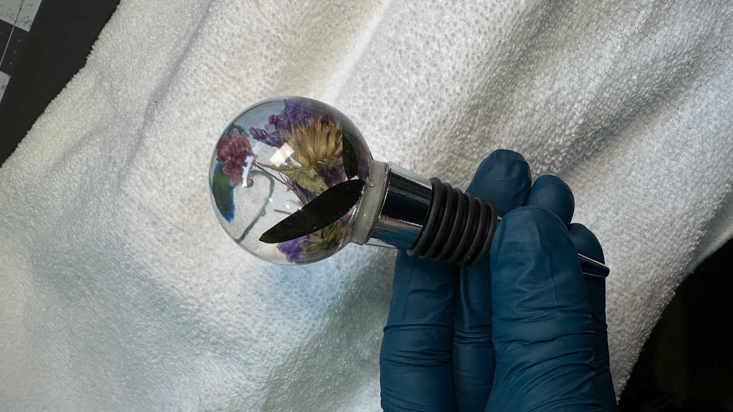 wine stoppers, floral resin