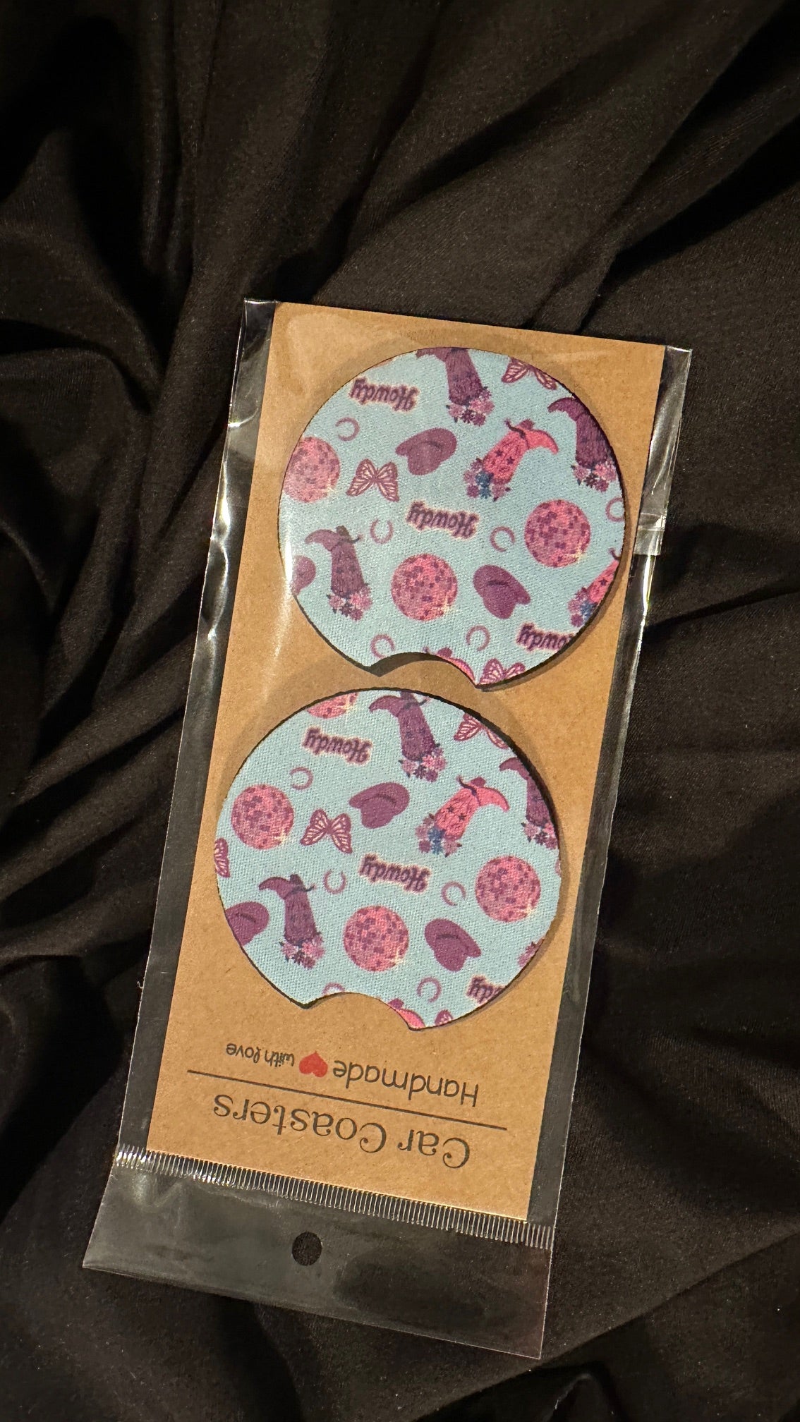 Car coasters, set of two cute car accessories , cup holder coasters tending car coasters