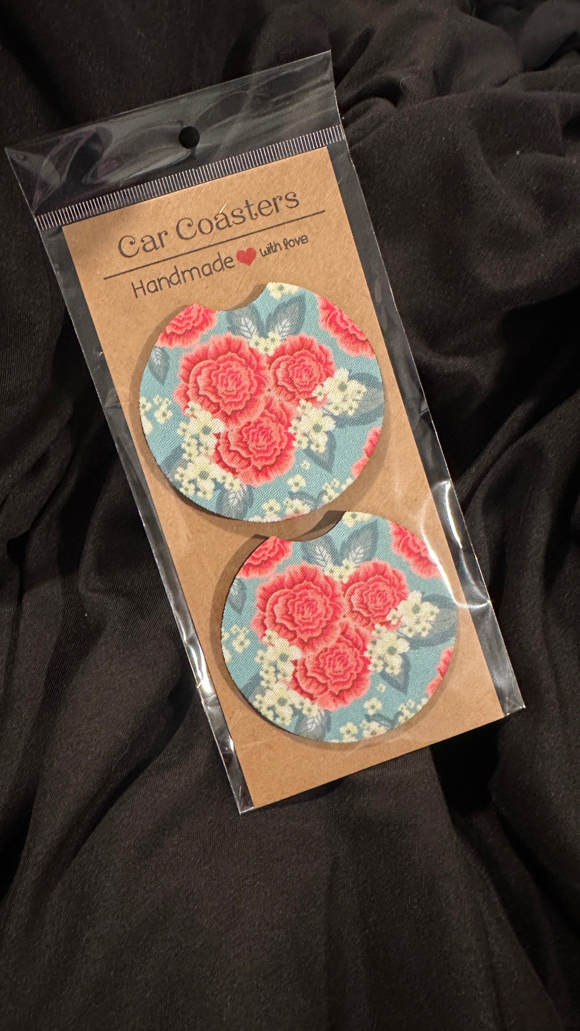 Car coasters, set of two cute car accessories , cup holder coasters tending car coasters
