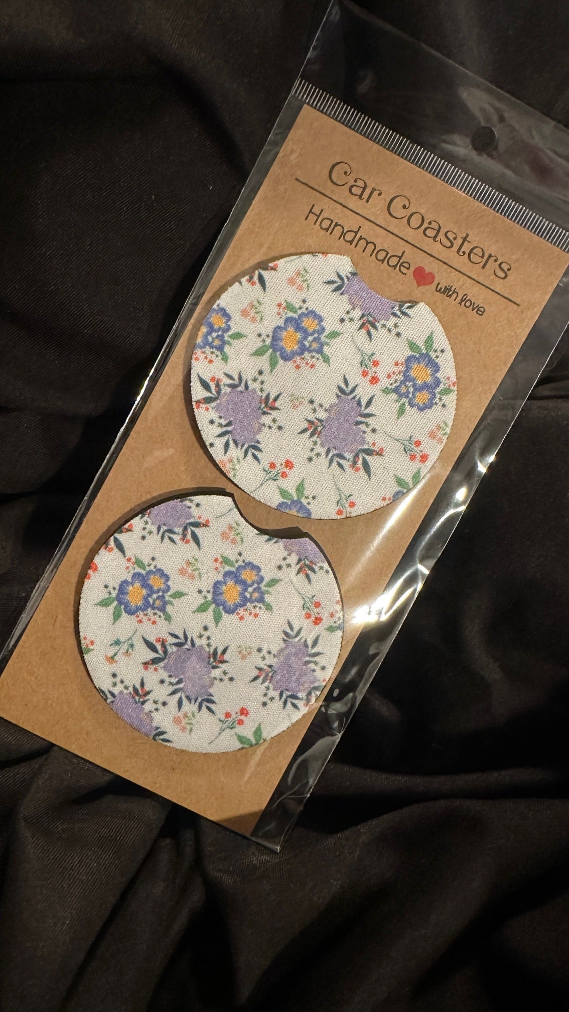 Car coasters, set of two cute car accessories , cup holder coasters tending car coasters