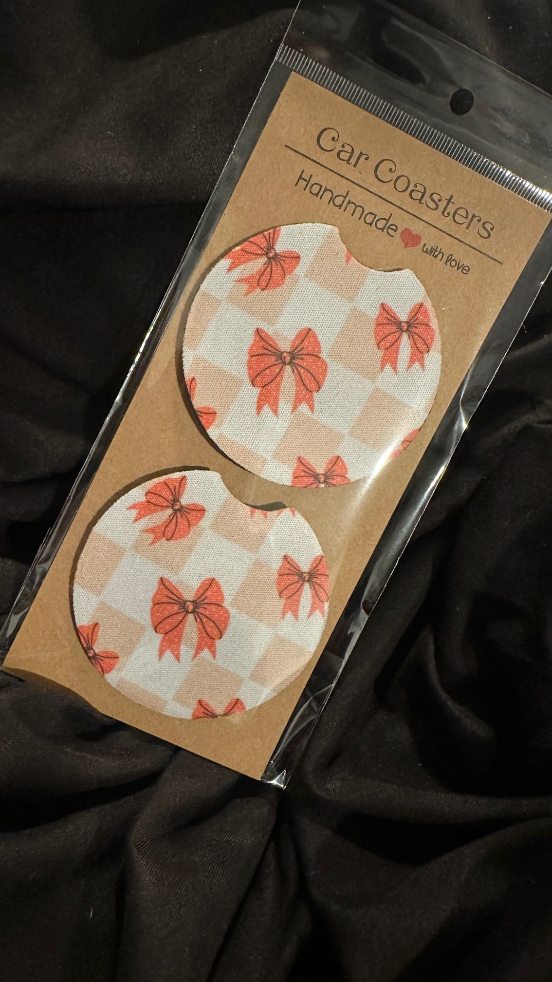 Car coasters, set of two cute car accessories , cup holder coasters tending car coasters