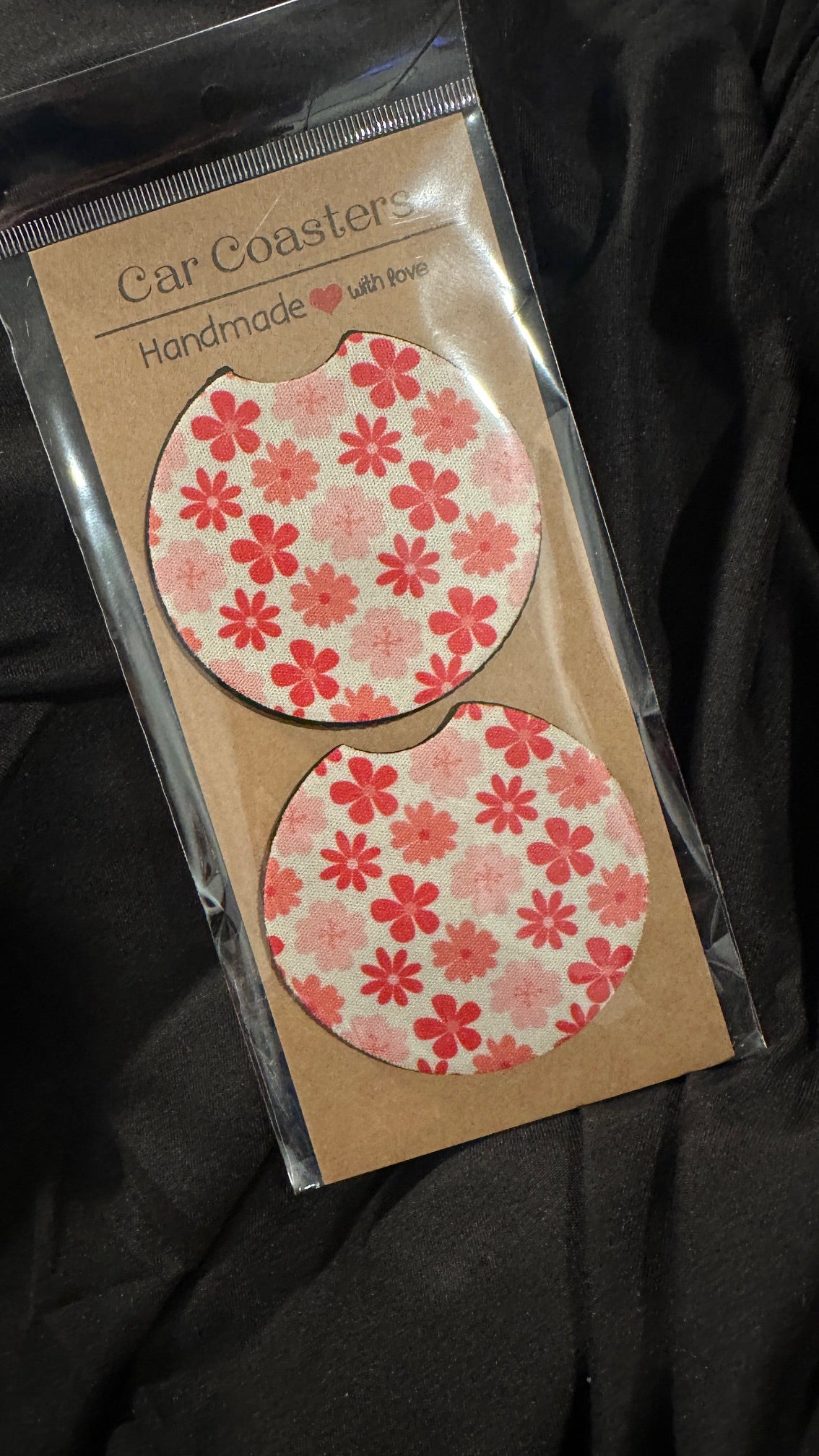 Car coasters, set of two cute car accessories , cup holder coasters tending car coasters