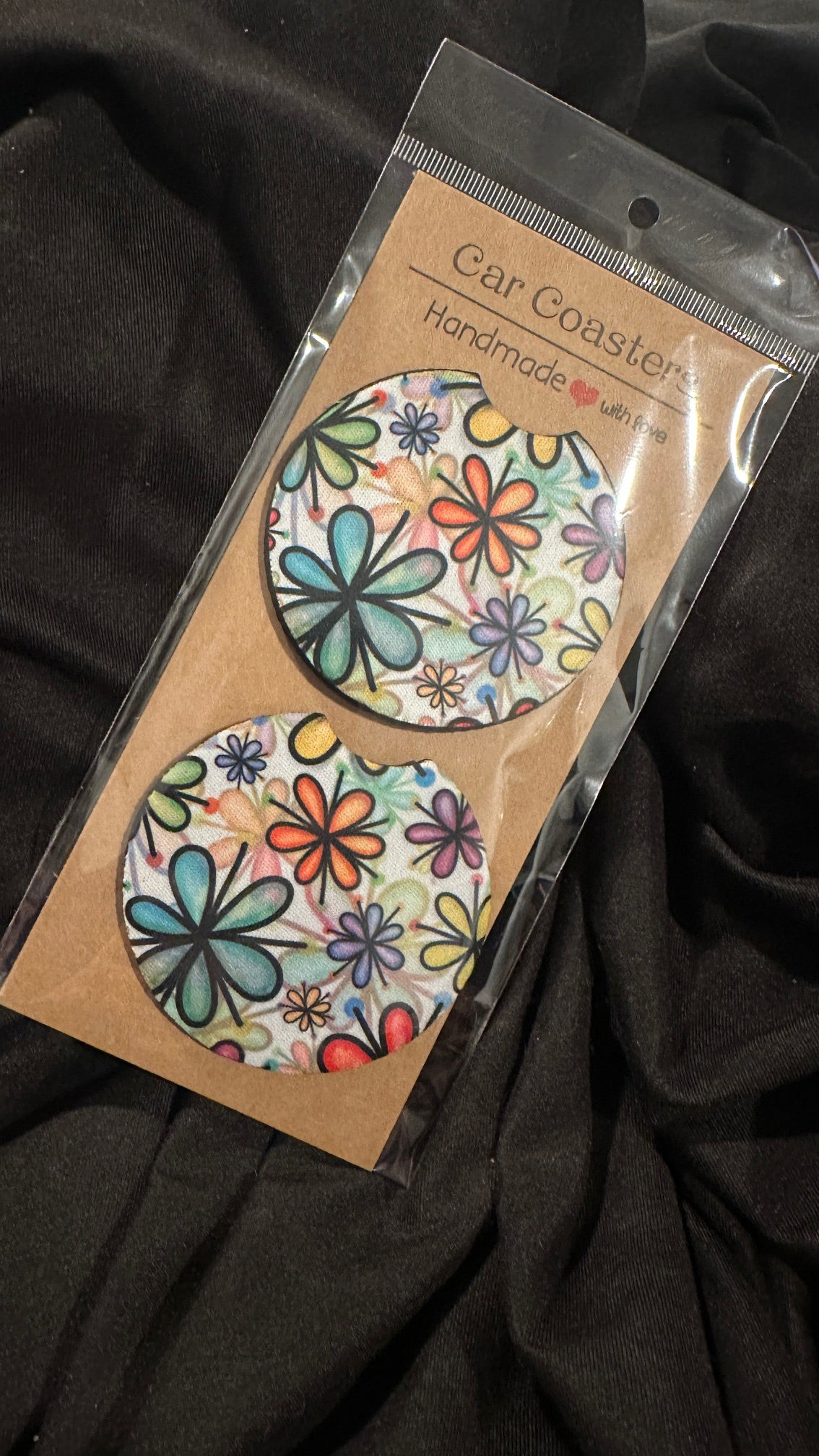 Car coasters, set of two cute car accessories , cup holder coasters tending car coasters