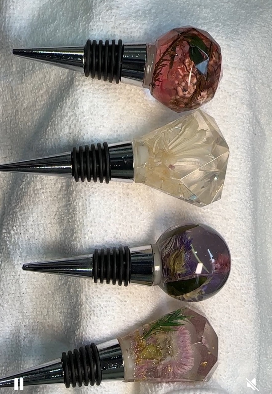 wine stoppers, floral resin